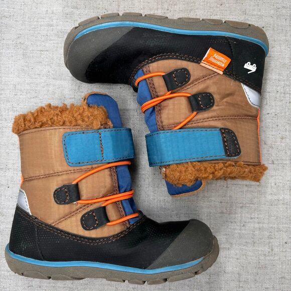 See Kai Run Gilman Boots Brown Blue Snow Rain Boots Waterproof Insulated Boys 9 - Picture 9 of 10